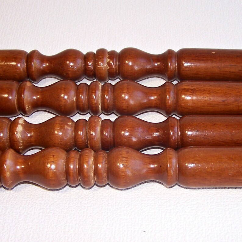 Set of Four 51 Cm Long Wooden Furniture Legs on Casters. Carved Table