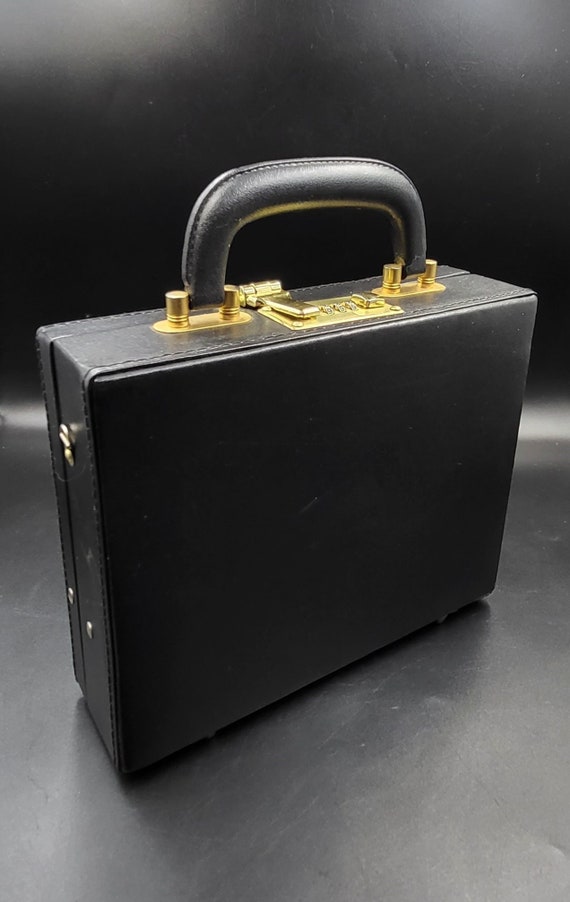 Small Ladies Briefcase. Faux Leather Beauty jewelry Bag. Train