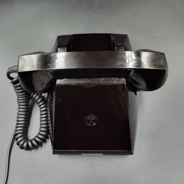 Vintage Rotary Landline Phone without a Dialer. Special Communication Telephone. Black Soviet Phone. Retro Phone Desk Telephone. Home Decor.