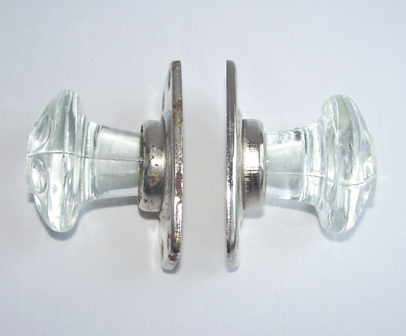 Vintage Clear Glass Door Knobs A Pair Of Metal Pulls With Handles Crystal Antique Hardware Made In Ussr