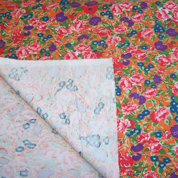 Soviet Dressmaking Fabric. 4.5 Meters of Flannel Cotton Fabric in One Listing Vintage Floral Flannel Fabric