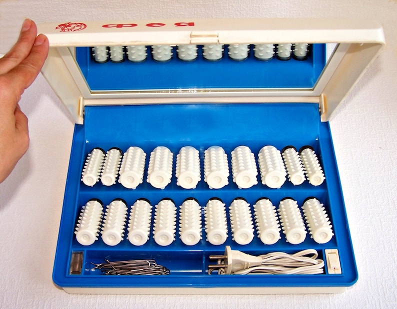 Vintage Electric Hot Hair Rollers. Soviet Heated Hair Rollers in Vintage Electric Hot Hair Rollers. Soviet Heated Hair Rollers in