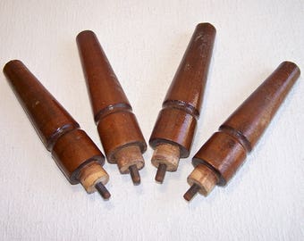 Vintage Furniture Legs Made of Wood. Set of 4 Old Wooden Legs. Ornately Shaped Wooden Legs. Furniture Parts Made in GDR.