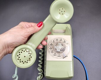 Wall "STARLITE" Phone Made in the USA. Vintage Automatic Electric Rotary Dial Phone. Landline Olive Green Rotary Phone.  American Phone.