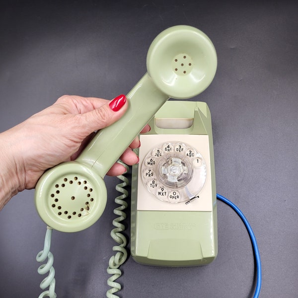 Wall "STARLITE" Phone Made in the USA. Vintage Automatic Electric Rotary Dial Phone. Landline Olive Green Rotary Phone.  American Phone.
