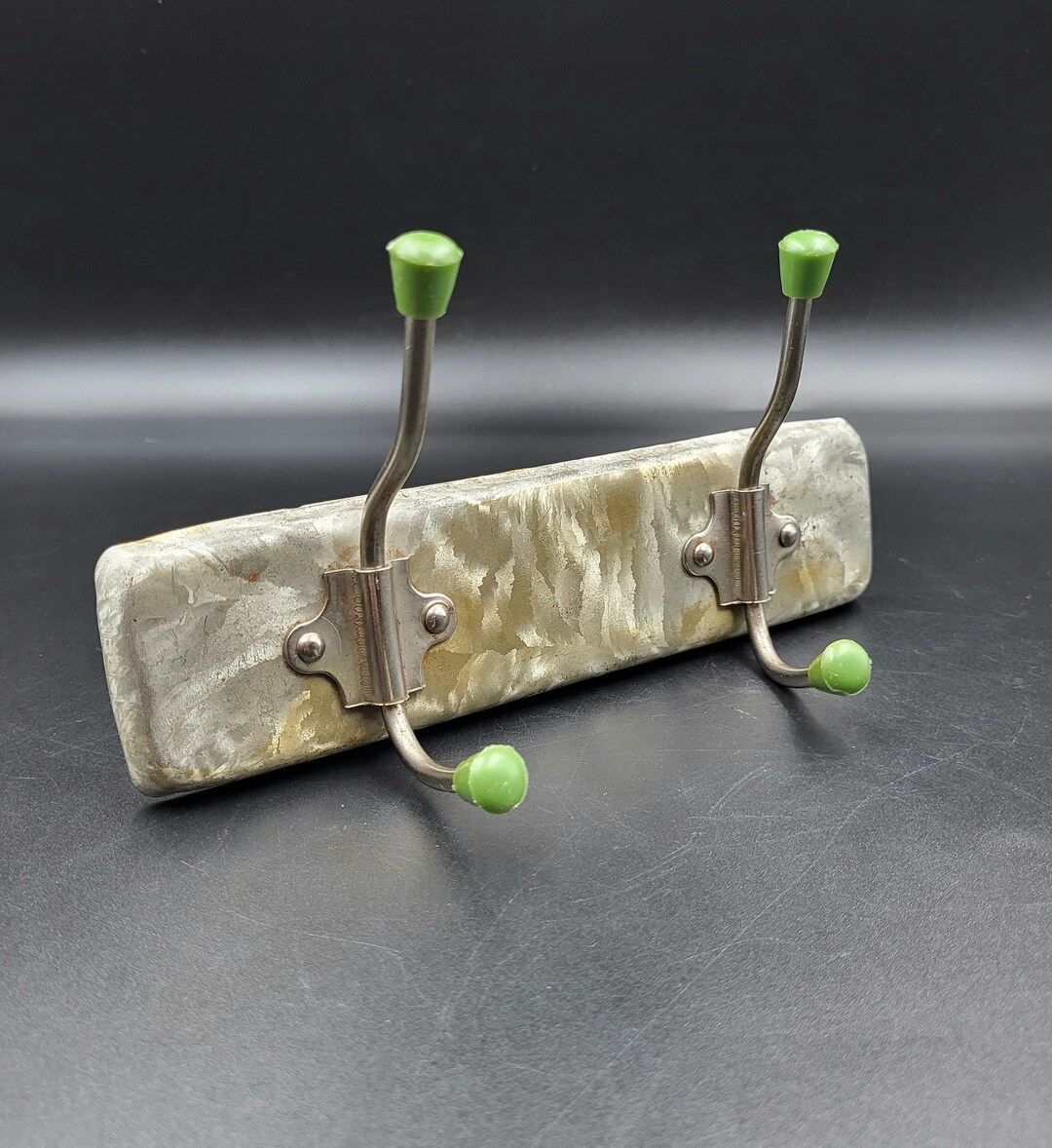 Vintage Wall Rack With 2 Movable Hooks. Steel Wall Rack for Bathroom