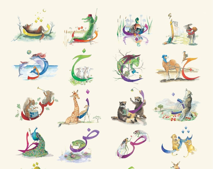 Arabic Letters Poster Alphabet Poster Nursery Wall Art Learn Etsy
