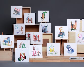 Whole English or Swedish Alphabet with animal cards. 29 (Swe)or 26 (Eng)card set.