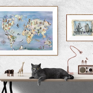 Tierkarte der Welt, kostenloser Versand, Länder, Tiere, Karten,