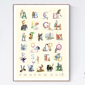 Cartel del alfabeto de animales en inglés, envío gratis, ABC, animales, aprender inglés,