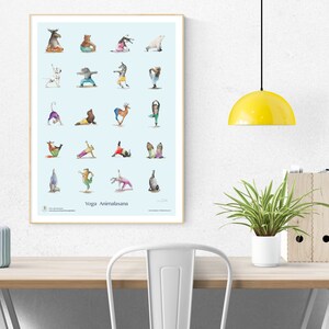 Cartel de posiciones de yoga, envío gratuito, asanas de yoga, asanas de animales, animales, meditación