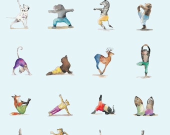Digitale download yogaposities poster yoga dierenana