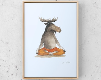Namaste Moose-Art Print A4
