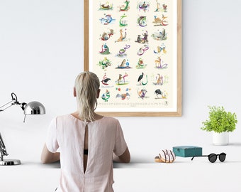 Arabische letters poster, gratis verzending alfabet poster, kinderkamer kunst aan de muur leer Arabisch, Arabisch abc, arabisch alfabet
