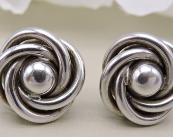 Boucles d'oreilles vintage en argent sterling à tourbillons vissés