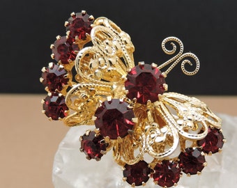 Farfalla Rosso Strass Pin