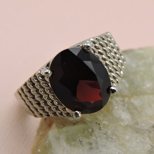 Garnet  and Silver Ring Size 7