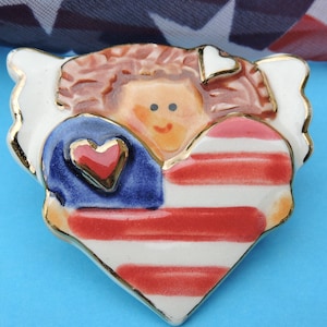 Patriotic USA Heart Flag Pin