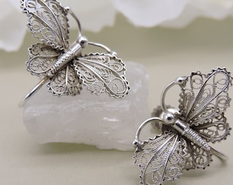 Butterfly Sterling Silver Screw Back Earrings