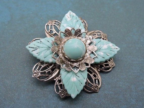 Teal brooch on sale