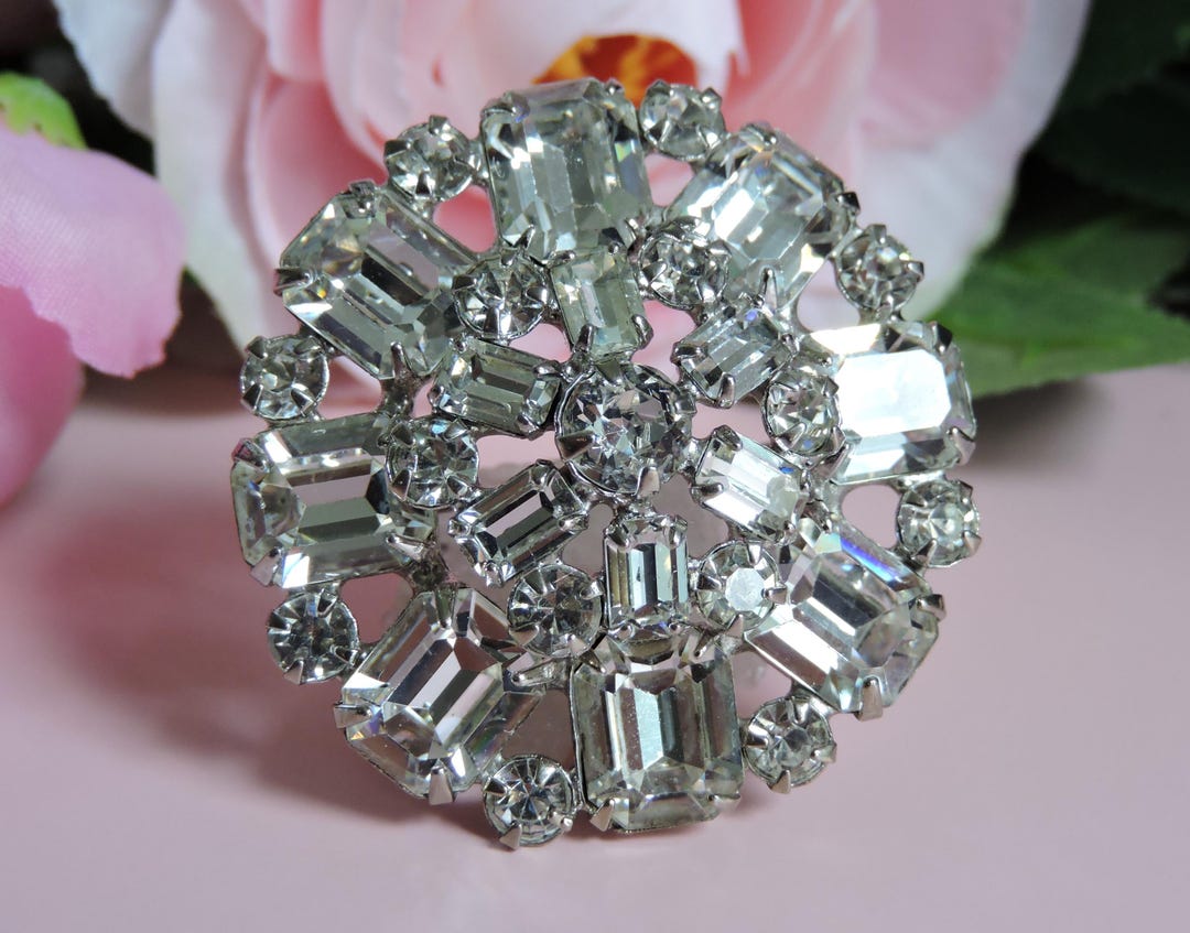 Clear Rhinestone Pin, Costume Jewelry - Etsy