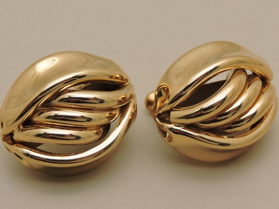 Napier Gold Tone Screw on Earrings - image 4