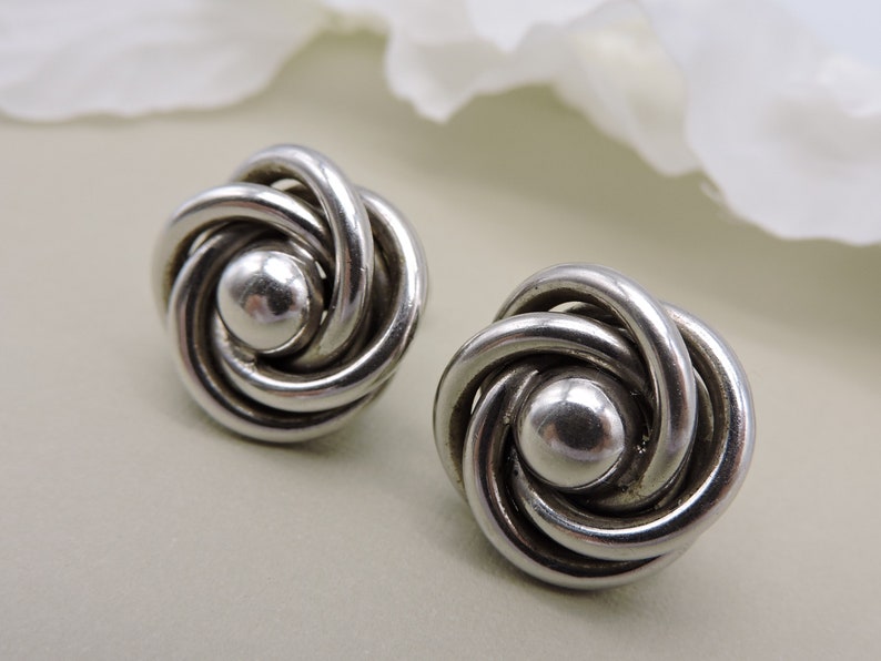 Orecchini vintage a spirale in argento sterling a vite immagine 2