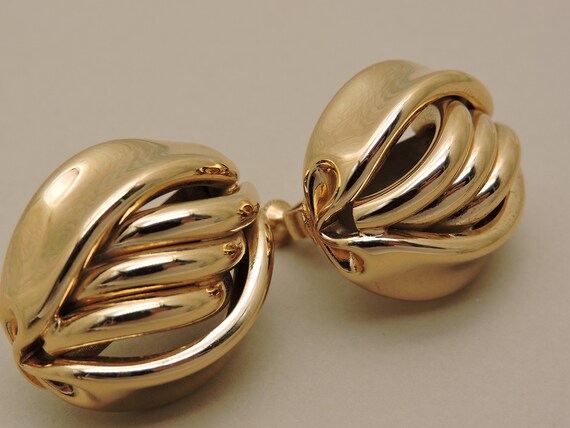 Napier Gold Tone Screw on Earrings - image 2