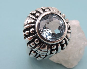 Blue Topaz Sterling Silver Ring Size 6.5