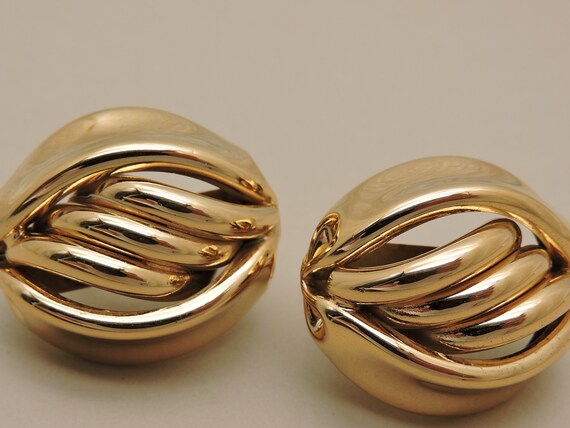 Napier Gold Tone Screw on Earrings - image 3