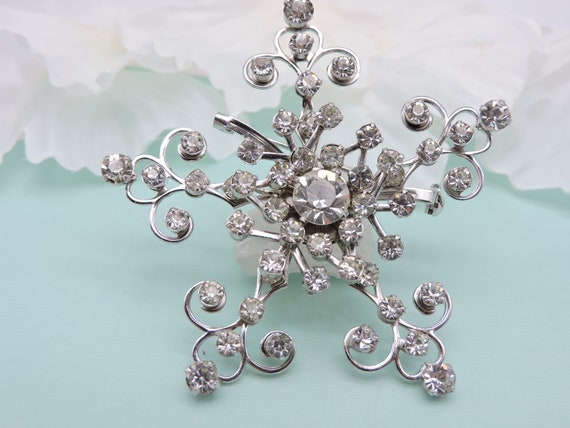 Large Clear Rhinestone Brooch,Costume Jewelry Pin - image 2