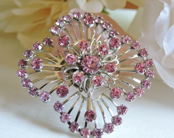 Pink Rhinestone Flower Pin