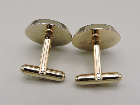Vintage Yellow and Gold Tone Cuff Links - image 4