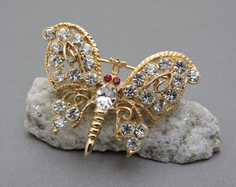 Broche Vintage Papillon Couleur Chaude Or Patiné - Réf. *4990 - Occasion