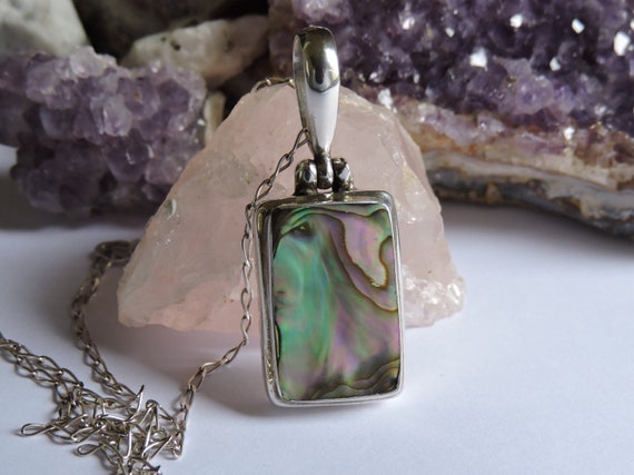 Abalone Shell Pendant Necklace Sterling Silver - image 2