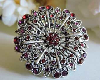 Flower Mixed Pink Colored Silver Tone Pin