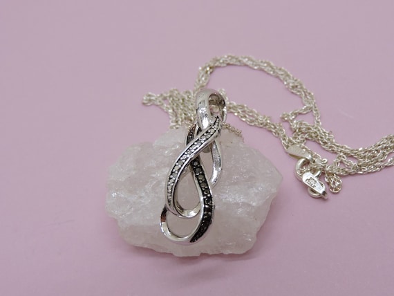 Black and Silver Loops Pendant Necklace - image 1