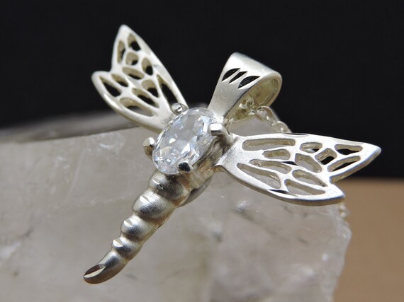Dragon Fly Pendant Necklace Silver