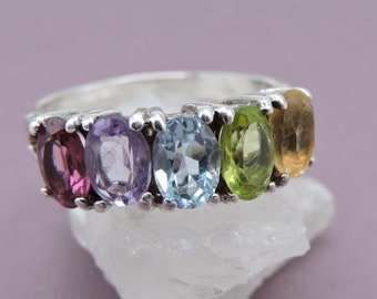 Anello Multi Gemstone Silver Taglia 6