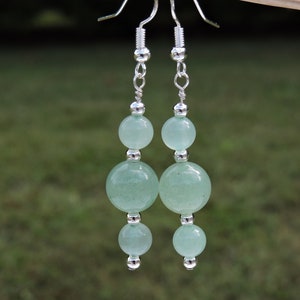 Aventurine Stone Dangle Earrings Pierced