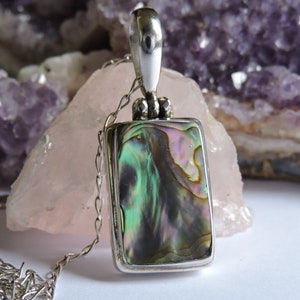 Abalone Shell Pendant Necklace Sterling Silver