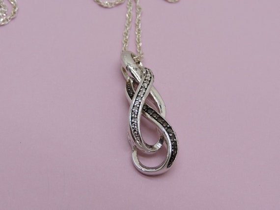 Black and Silver Loops Pendant Necklace - image 2