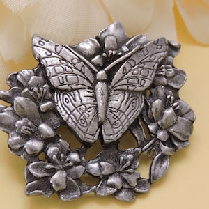 Pewter Butterfly Pin, Birds & Blooms