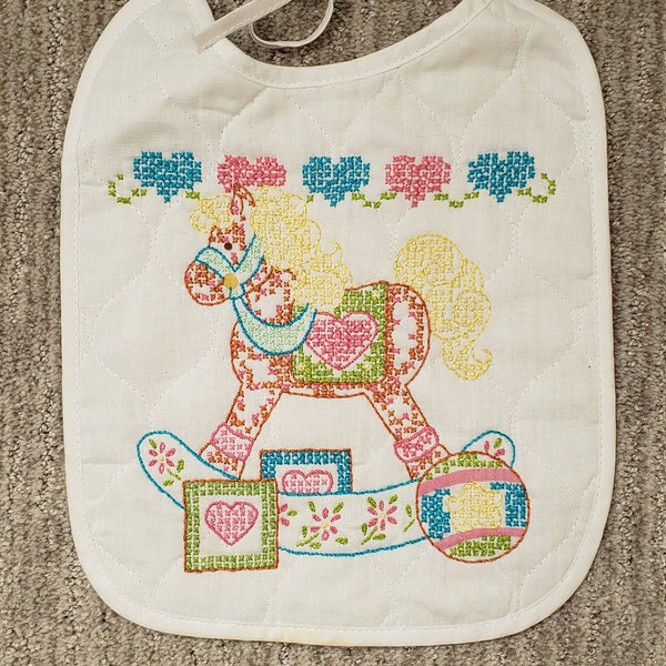 Cross-stitch Hobby-Horse Baby Bib