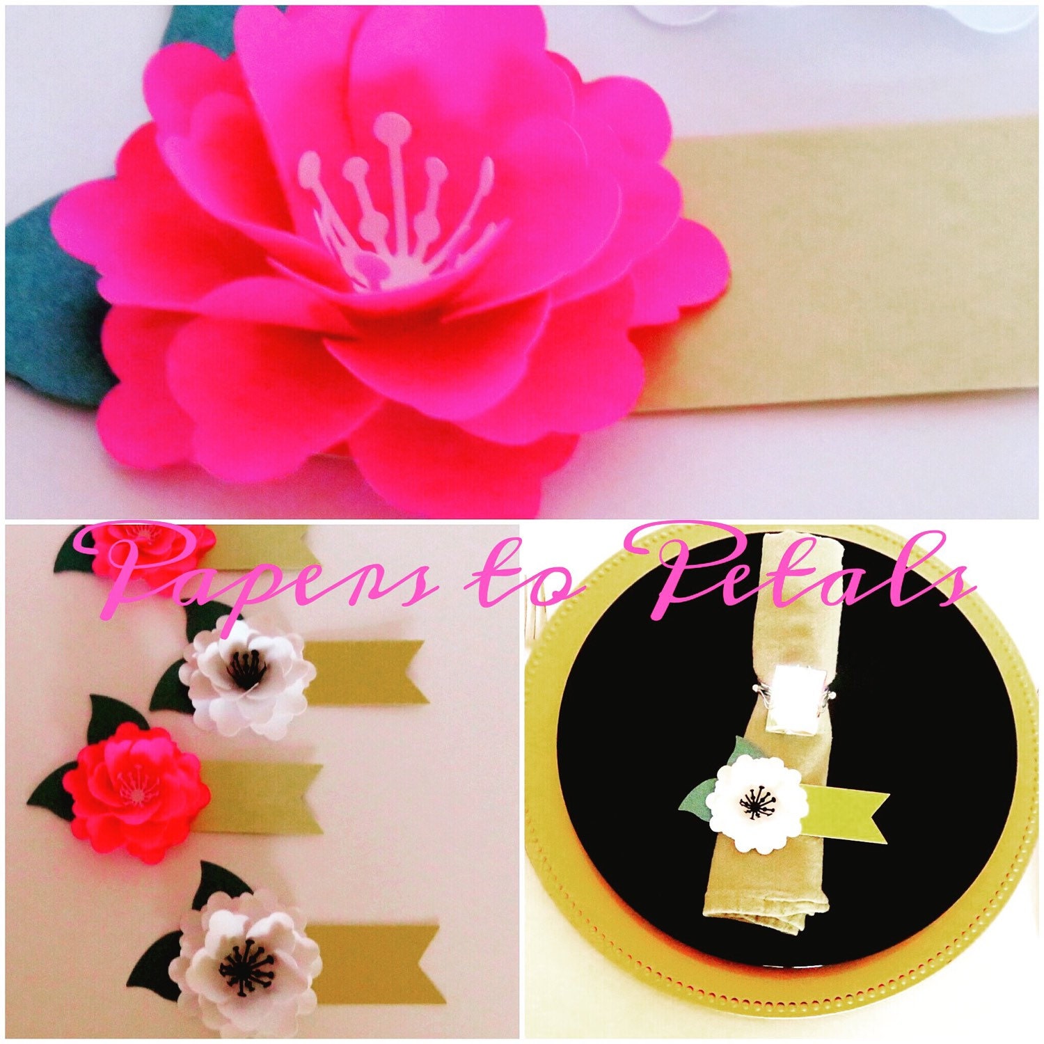 paper flower place cards escort cards wedding event and party flower place cards