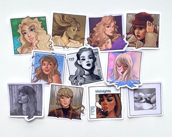 Taylor Swift Album Art Sticker set (Taylors Version) The Tortured Poets Department Folklore Evermore Midnights Speak Now  Drawing merch 1989