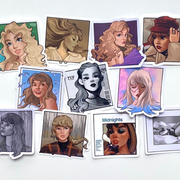 Taylor Swift Album Art Sticker set (Taylors Version) The Tortured Poets Department Folklore Evermore Midnights Speak Now  Drawing merch 1989