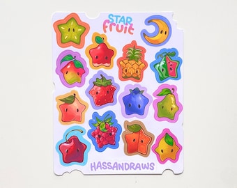 Rainbow Star fruit sticker sheet planner scrapbook decoration