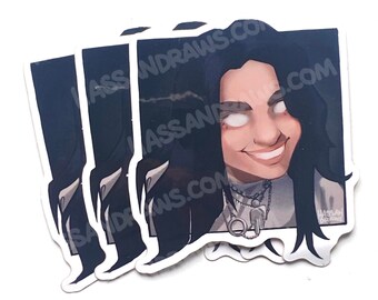 black/blue hair Album cover drawing sticker