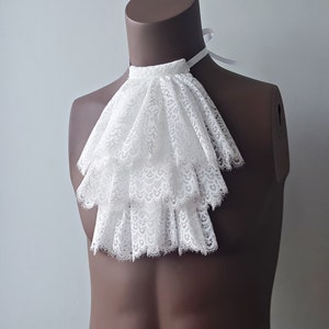 Milk Lace Jabot, Vampire Cosplay, Pirate Cosplay, Steampunk Wedding Costume, Ruffled Collar